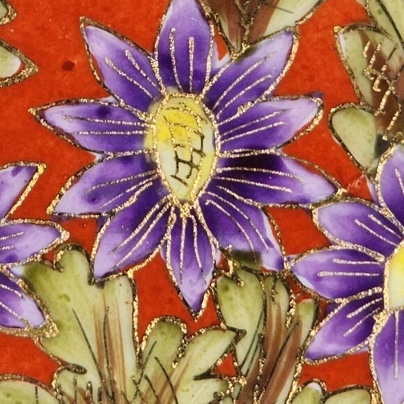 Vintage Nervi Decorative Plate Hand Painted Floral Design Red Black Gold Accents - Picture 5 of 11